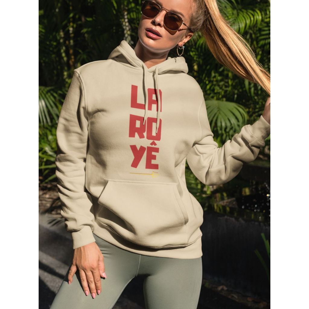 Blusa de Frio Moletom Algodão Capuz e Bolso Axé Fé Laroyê Exu Pombagira Unissex Umbanda Quimbanda Candoimblé Mojuba