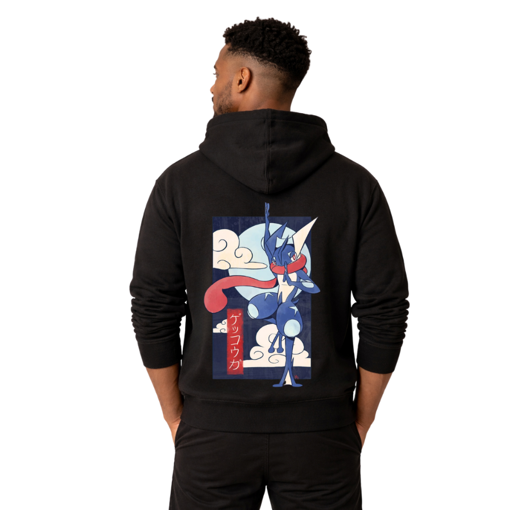 Moletom Anime Poke Personagem Greninja Algodão Streetwear Esporte Com Capuz Adulto Unissex Mon