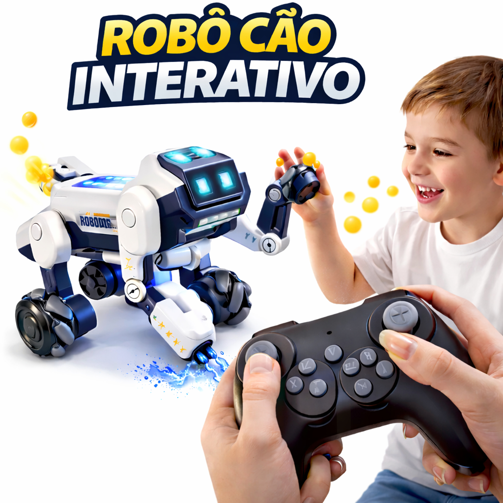 Robô Cachorro Controle Remoto Interativo Infantil LED Recarregável Anda Late Brinquedo