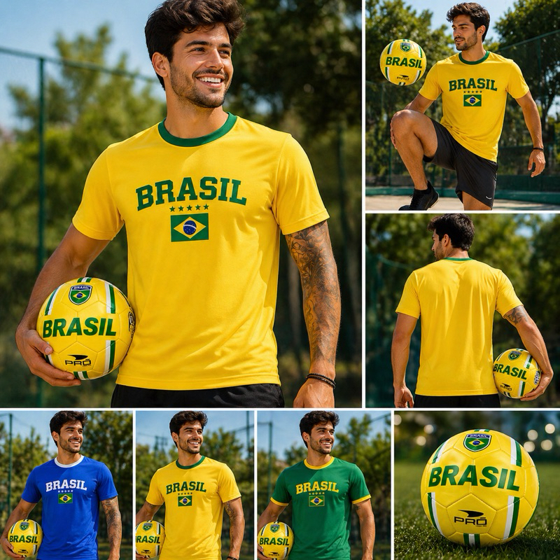 Camiseta Brasil Retrô Vintage Estampa Bandeira | Adulto e Infantil | Confortável | Brazil
