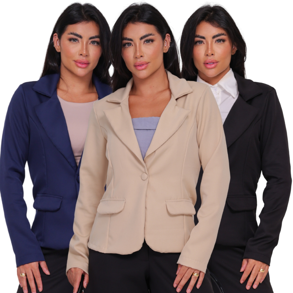 Blazer Feminino Longo Alfaiataria Elegante Maxi Sobretudo Casual e Social do P ao G1