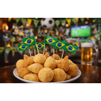 Topper Bandeira do Brasil para Docinhos e Salgados | Enfeite Festa, Cupcake e Petiscos | Kit 50, 100 ou 200 Unidades