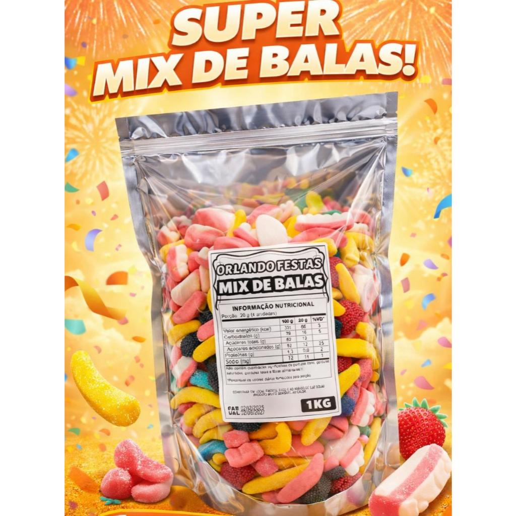 Mix Balas Sortidas 1Kg  Fini granel Gelatina e Regaliz Festas e Lembrancinhas Guloseimas Doces Docile