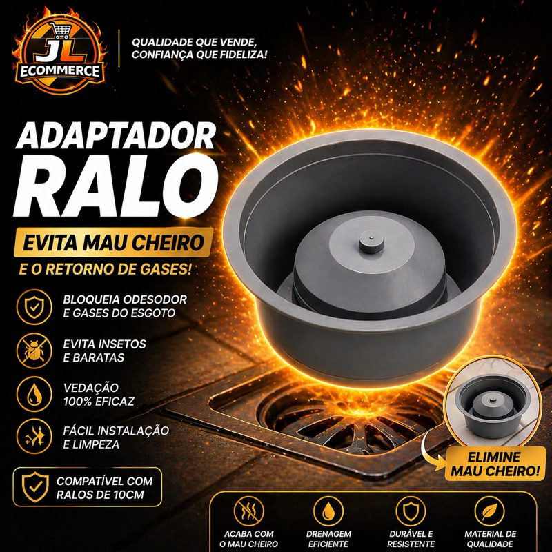 Adaptador Tira Mau Cheiro mal odores Ralos E Porta Grelhas Ralinho 10cm