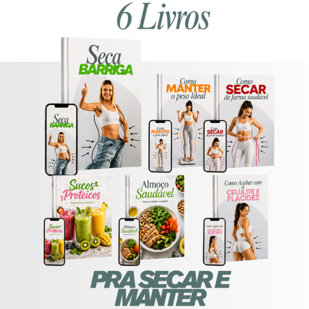 SECA BARRIGA- 6 Livros, Guia Em PDF -  LIVRO DIGITAL .Prático para SECAR, Perder Madidas de Forma Saudá