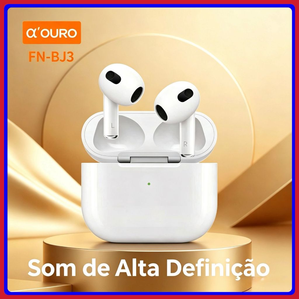 Fone de Ouvido Bluetooth TWS 5.4 Sem Fio Com Microfone Para Android e iOS original α'GOLD