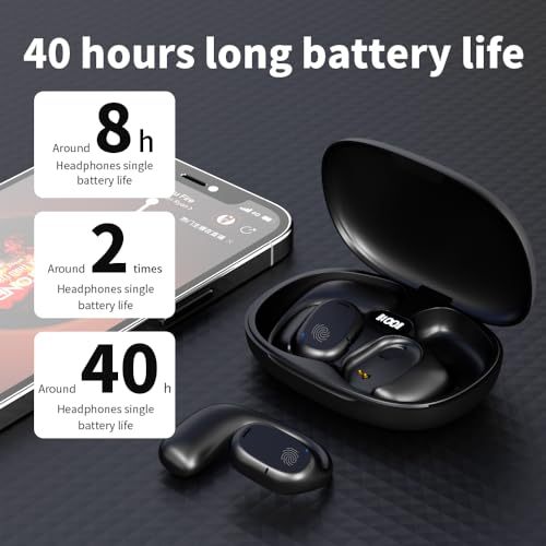 Fone de Ouvido Bluetooth 5.3 TWS D28 - Condução Óssea, Clip-On e Redução de Ruído Premium B8