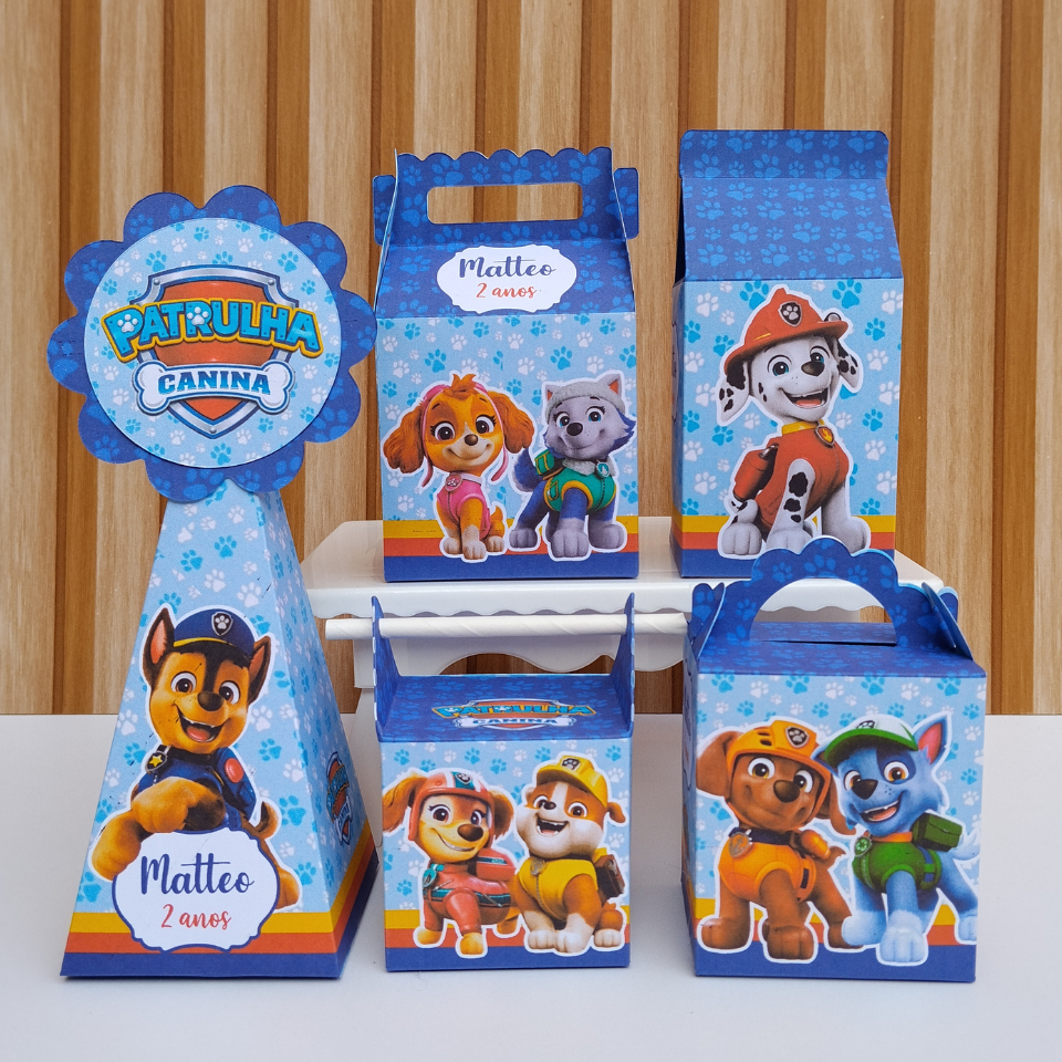 Kit Festa Caixinhas Personalizadas Patrulha Canina Desmontadas para Lembrancinhas