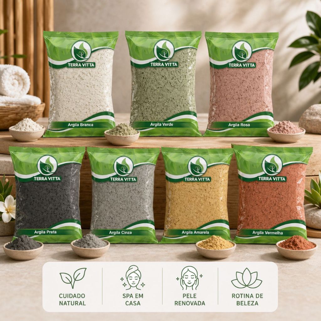 Argila para máscara fácial 1Kg - In Natura 9 cores