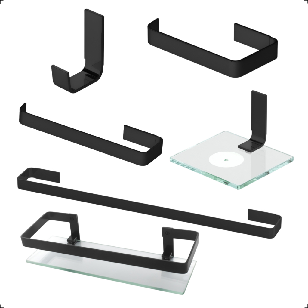 Kit Acessorios Para Banheiro 6 Peças Preto Fosco Completo