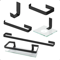 Kit Acessorios Para Banheiro 6 Peças Preto Fosco Completo