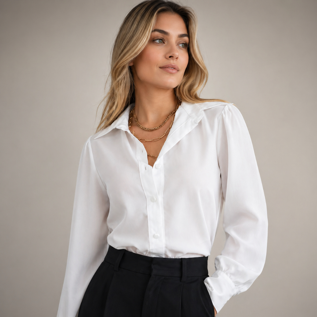 Camisa Social Branca Feminina Com Botão Manga Longa Alfaiataria Elegante Premium Camisete Clássica
