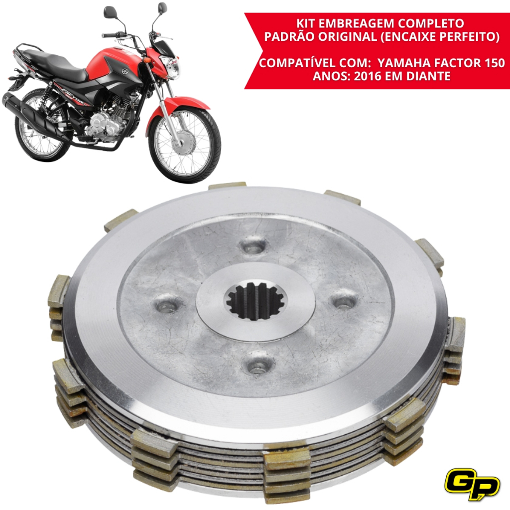 Embreagem Completa Factor 150 2016 a 2024 Kit Embreagem Yamaha YBR 150 Disco Platô Mola Reforçada GP7