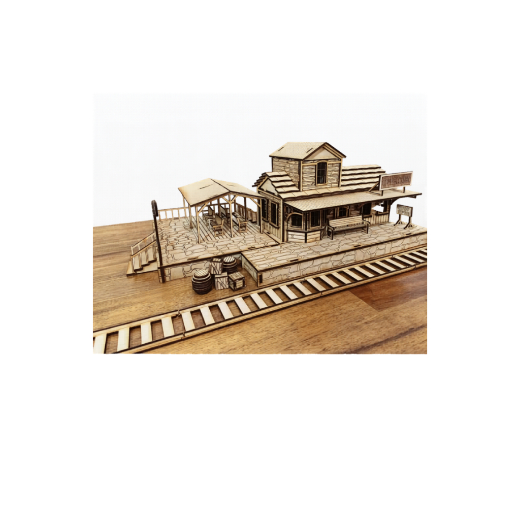 Quebra-cabeça Miniatura Estação Do Trem Velho Oeste Mdf 1/48
