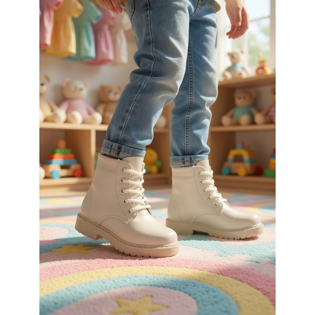 Bota Feminina Infantil Coturno Leve Confortável Tratorada Macio Tendencia Inverno Moda Blogueira