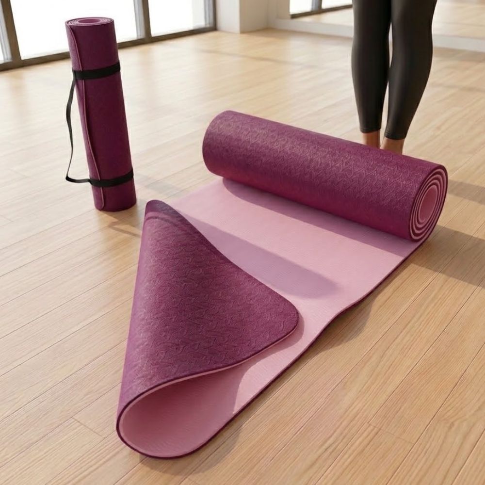 Tapete Colchonete Pilates Yoga Antiderrapante TPE 183x61x6mm Dupla Face Alta Aderente Academia Studi
