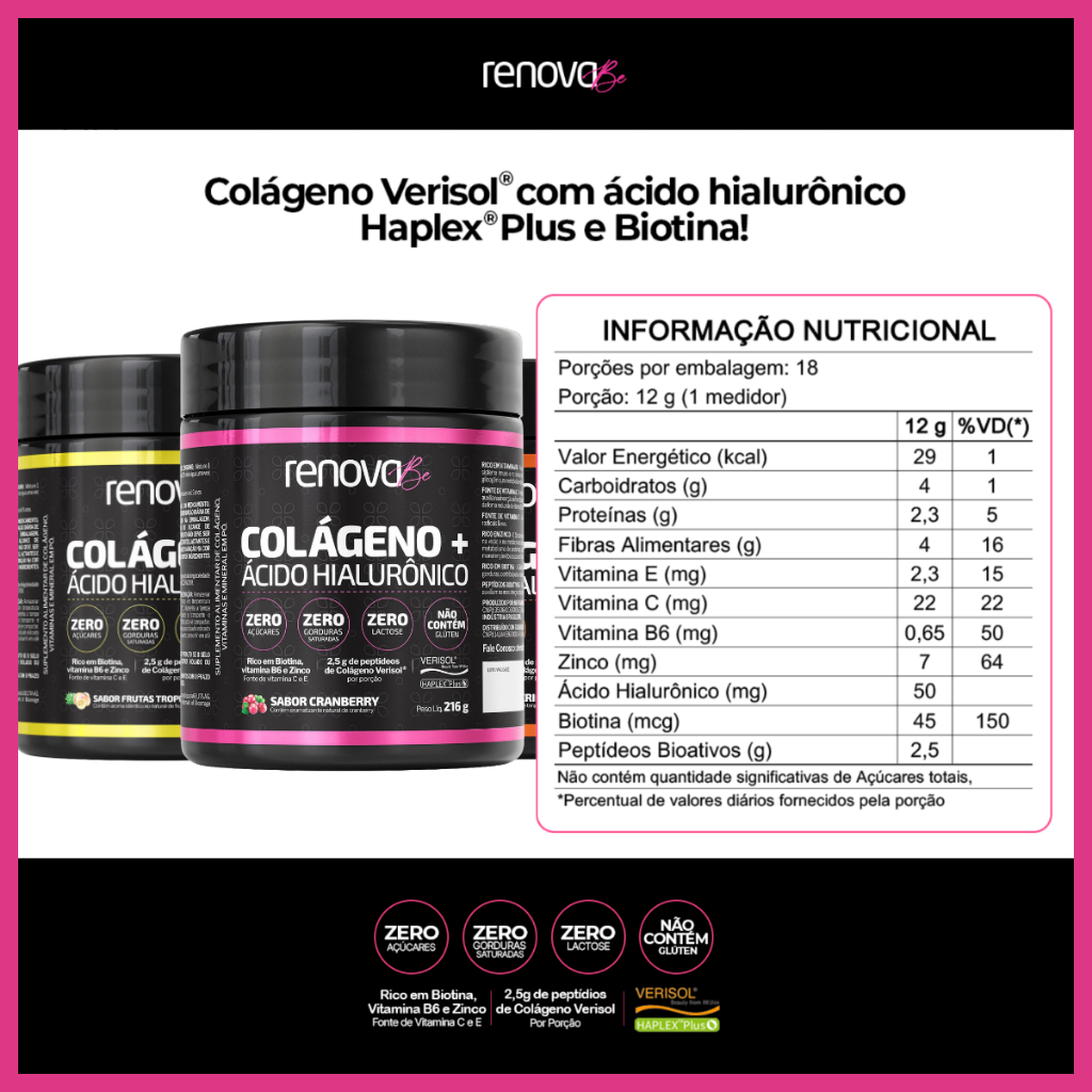 Detalhes do Colágeno Renova Be Verisol + Creatina monohidratata + Tipo 2