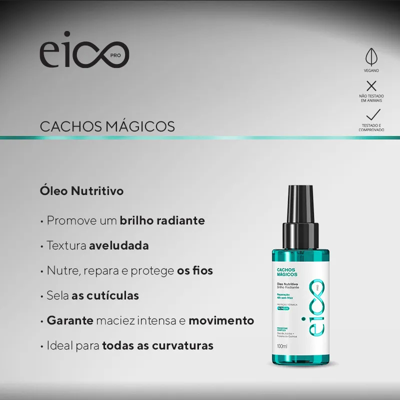 Eico Pro Óleo Nutritivo Brilho Cachos Mágicos Proteção Térmica 100ml Cacheados Crespos Ondulados · foto 2