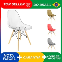 Cadeira Charles Eames Cristal Eiffel Wood Designer Transparente