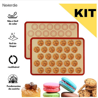 KIT 1/2 Tapete De Silicone E Fibra De Vidro Culinário 42x30cm poder usar no forno casa
