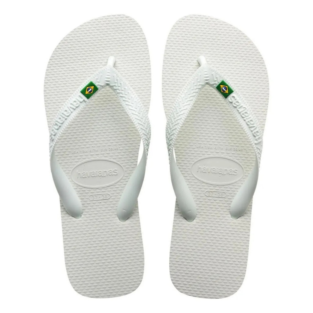 Chinelo Havaianas Brasil Logo Branco Unissex Original Confortável Praia Piscina Casual
