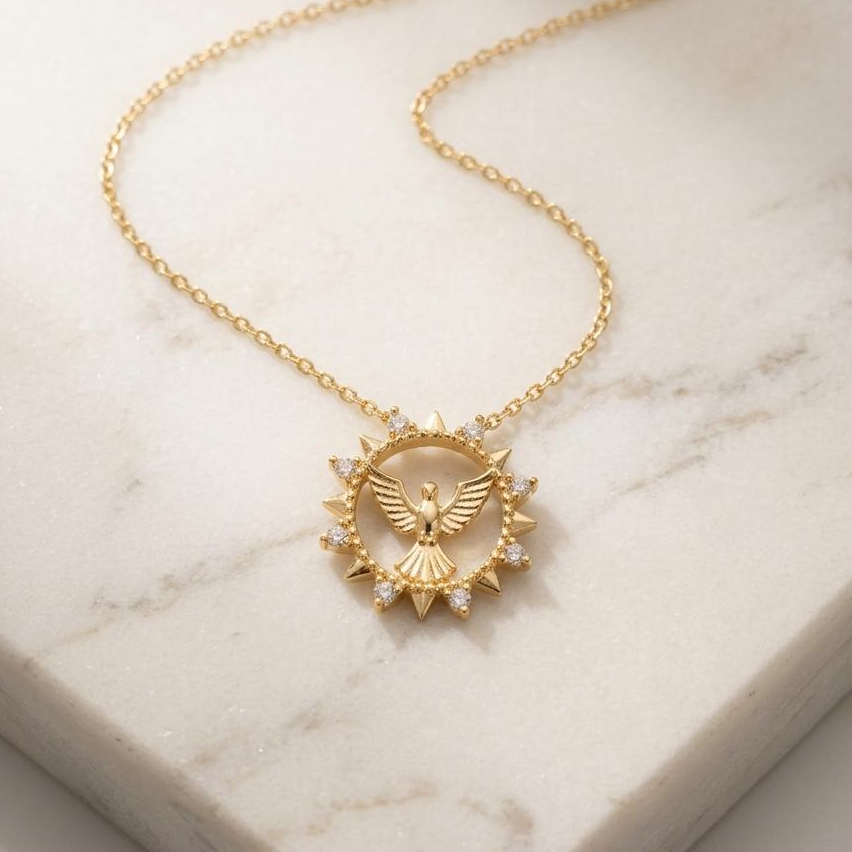 Colar Feminino  Espírito Santo Cravejado Semijoia Ouro 18k ou Prata 925