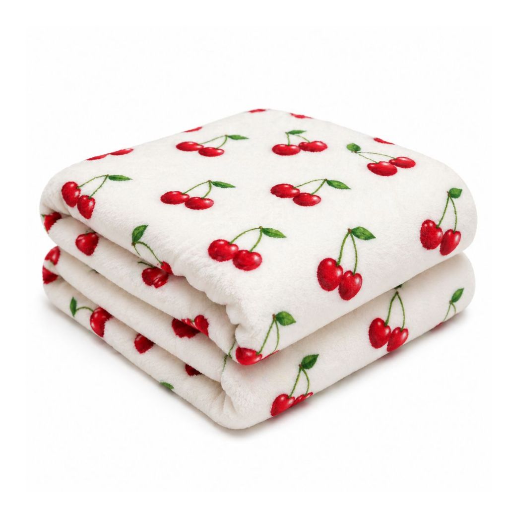 Cobertor Coberta Manta Mantinha Soft Flece Infantil Pequena Viagens Passeios Menina Cerejas Macio
