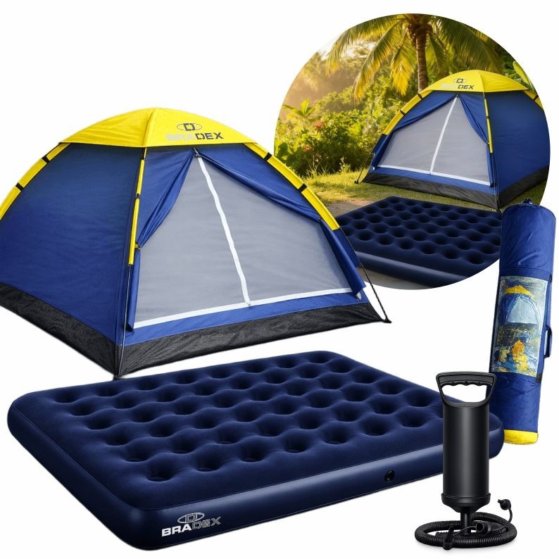 Barraca Camping 4 Pessoas Com Colchão Inflável De Casal + Bomba Kala