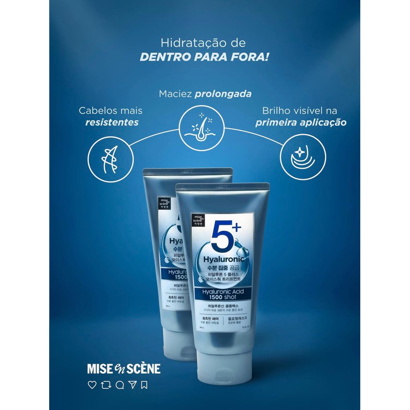 Original-Mise en Scène 5+ Hyaluronic 1500 Shot Tratamento Capilar Coreano 300g - Máscara de Hidratação Ácido Hialurônico