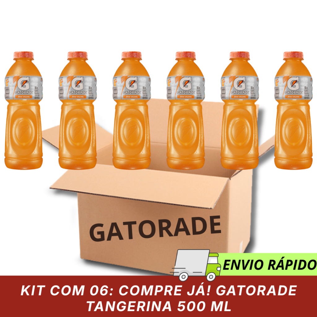 GATORADE TANGERINA 500 ML, KIT COM 06 UNIDADES