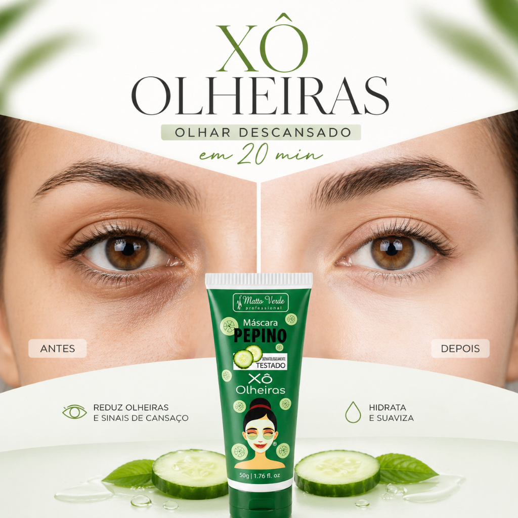 Máscara Facial Pepino 50g Matto Verde | Olheiras Inchaço e Hidratação Clareia Olhos