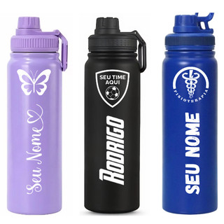 Garrafa Térmica Inox Personalizada 800ml Premium com Gravação a Laser Time Nome Curso Águ…