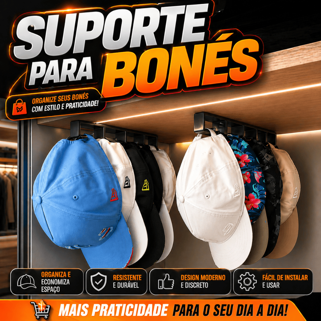 Suporte Expositor Organizador Para Pendurar Bonés e Acessórios Com Dupla Face 3M