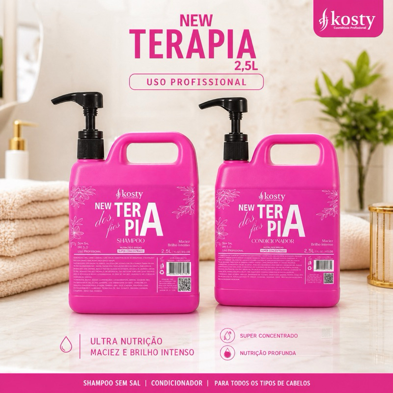 Kit Shampoo E Condicionador New Terapia Kosty 2,5l Salão de Beleza