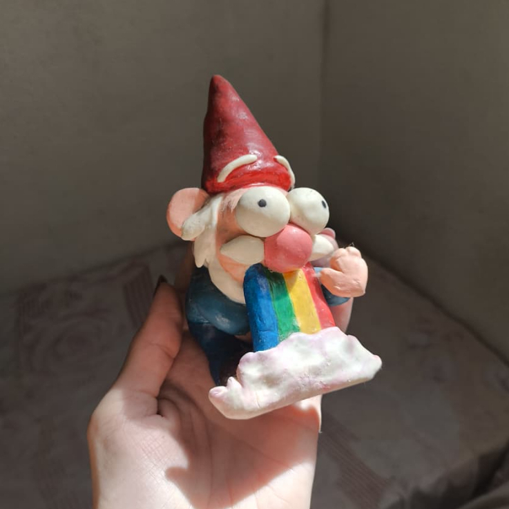 Boneco Colecionável Gravity Falls - Bill Cipher / Gnomo - Artesanal