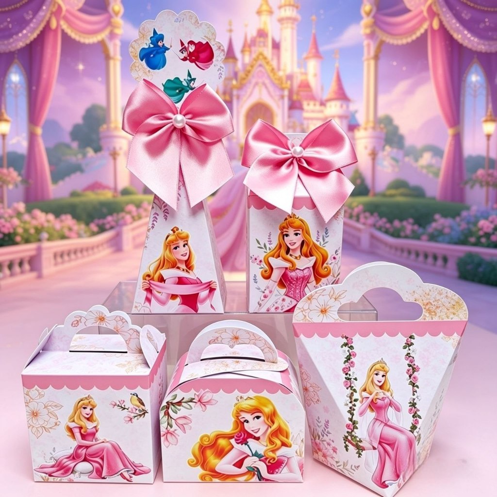 Kit Personalizados AURORA A BELA ADORMECIDA PRINCESAS Pegue e Monte Caixinhas Festa Infantil Lembrancinhas Aniversário