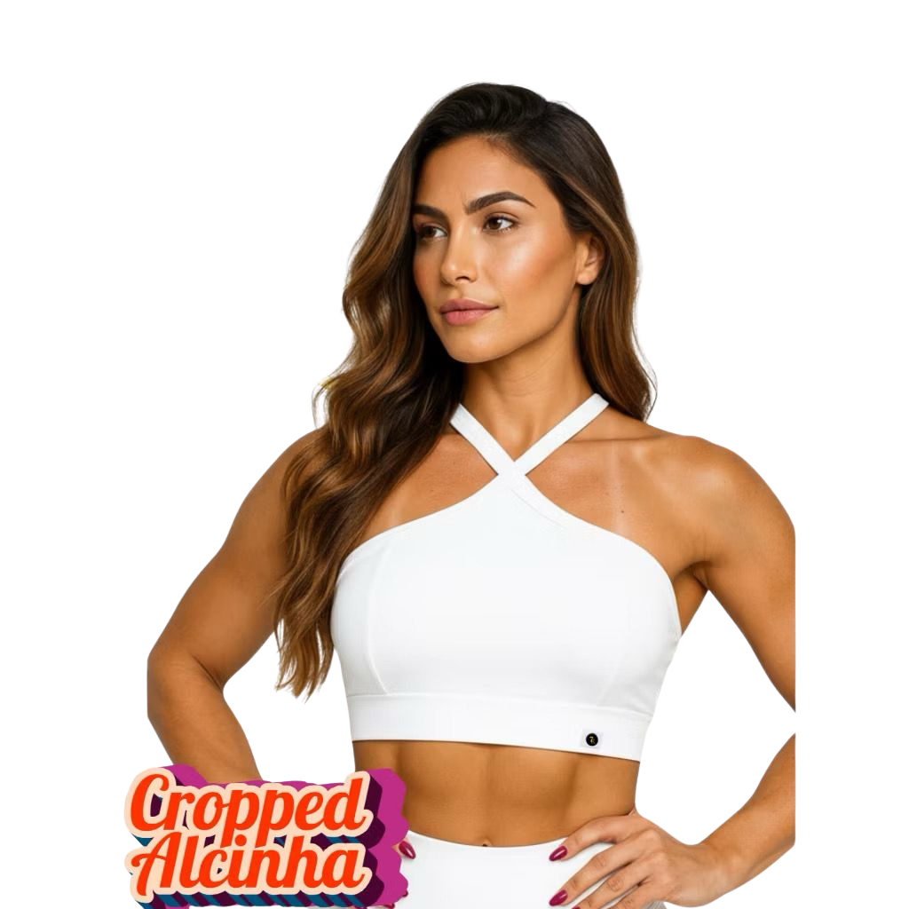 Top Fitness Feminino Alcinha Cruzada Alta Compressão Academia Bojo Removível Sem Transparência