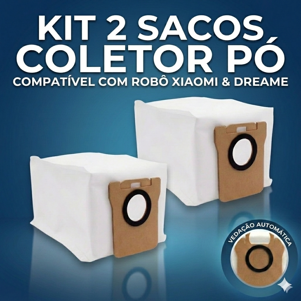 Kit 2 Sacos Coletor de Pó compatível com Robô Xiaomi H50 Pro H40 Vacuum 5 Pro S10+ S20+ X10+ X20+ X20 Pro X20 Max