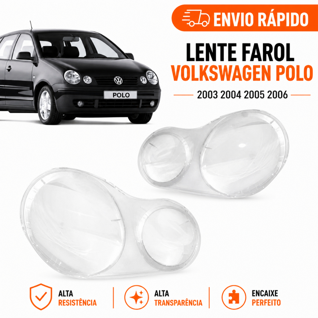 Lente Farol Volkswagen Polo 2003 2004 2005 2006