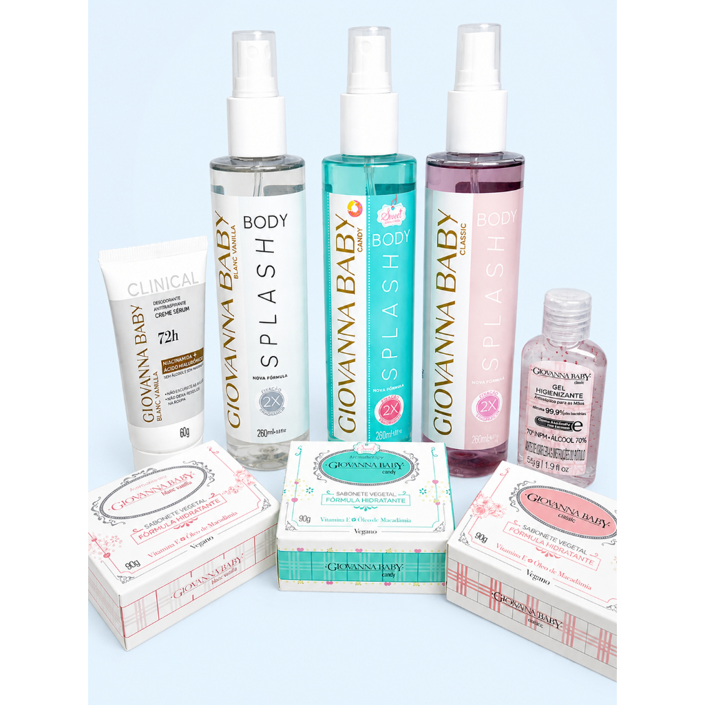 Giovanna Baby: Kit Body Splash+Sabonete /Body Splash+Sabonete+Desodorante /Body Splash+Sabonete+Alcool Gel