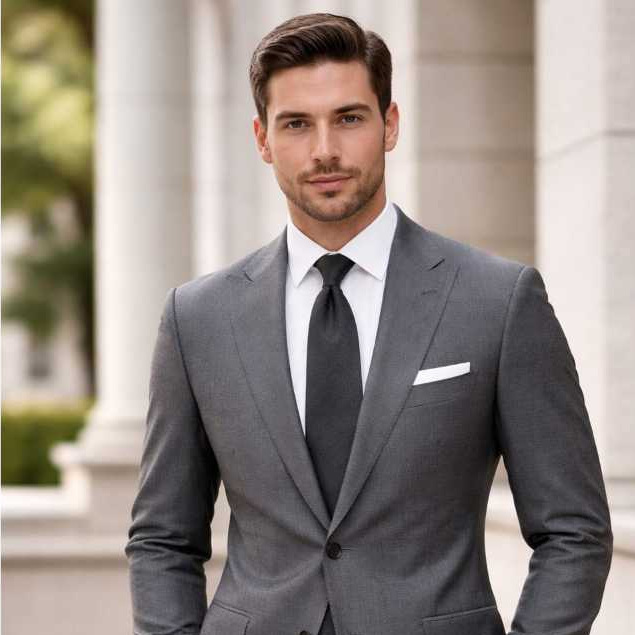 Terno Oxford Italiano Cinza Titânio Confortável Completo (Terno + Calça).