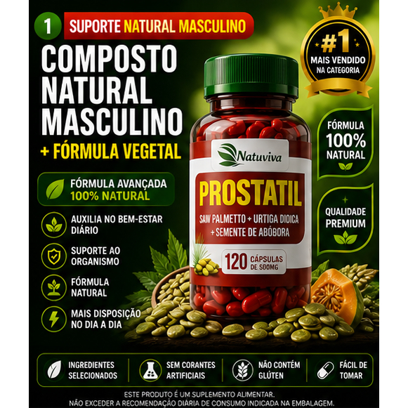 Prostatil Natuvia 120 Cápsulas | Saúde da Próstata Masculina | Suplemento Natural