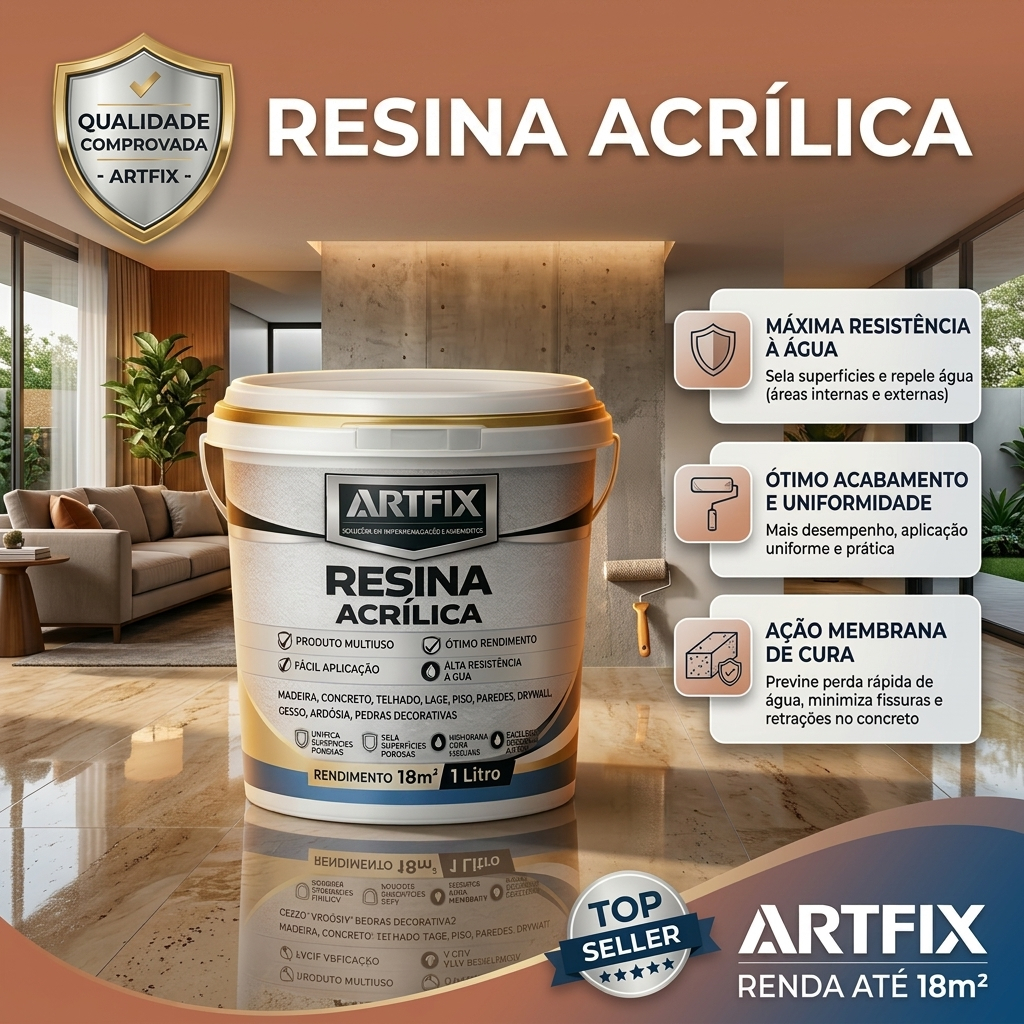 Resina Acrílica  3,6L Incolor Impermeabilizante para Piso, Lage, Telhado e Parede