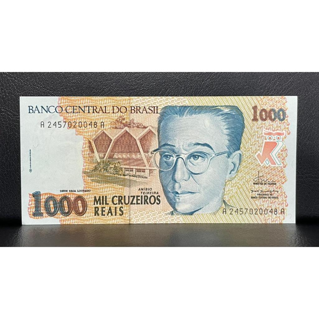 Cédula de 1000 cruzeiros reais, FE, excelente estado de conservação, catálogo C.238