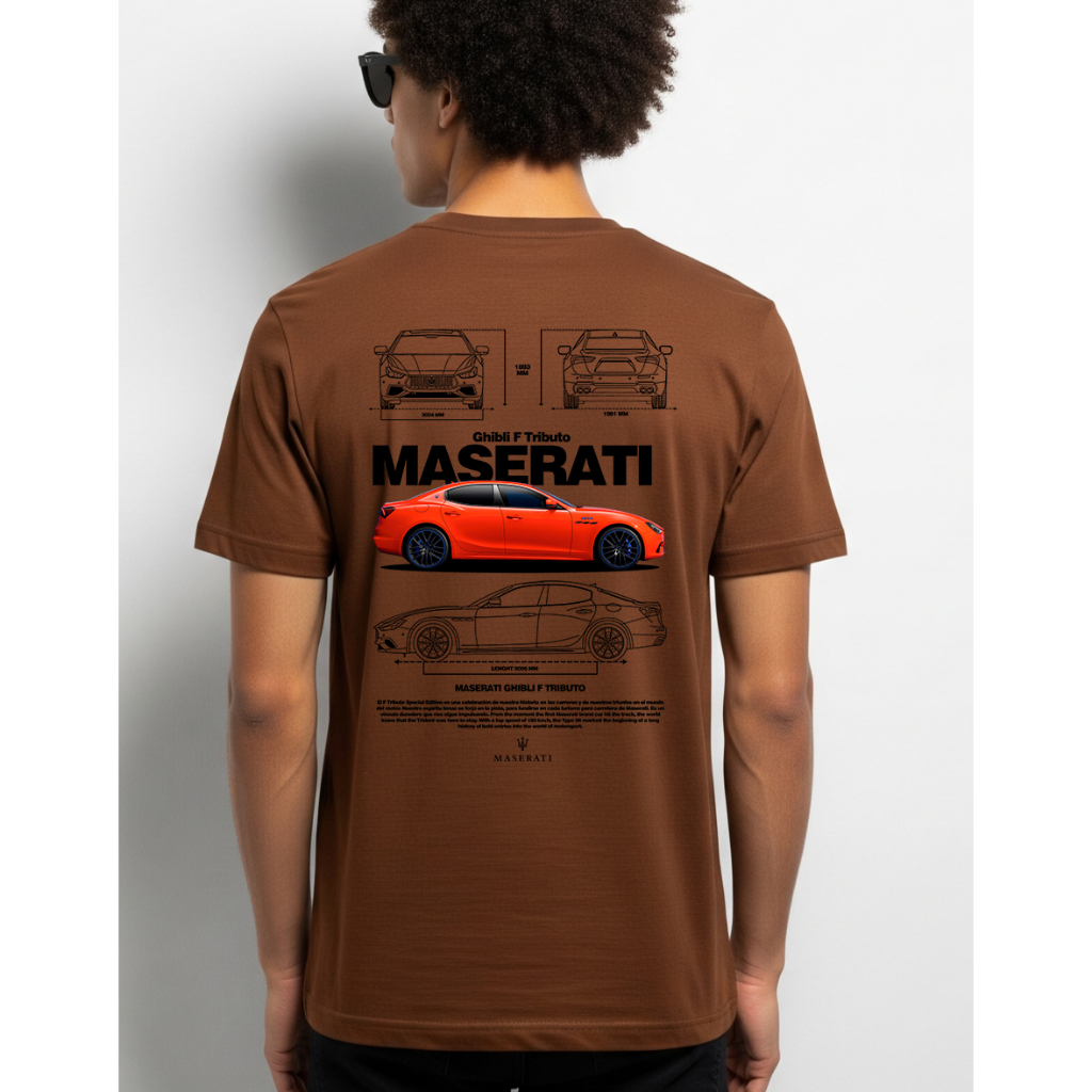 Camiseta Streetwear Maserati Carro de Luxo Estampa de Recorte Importada DTF