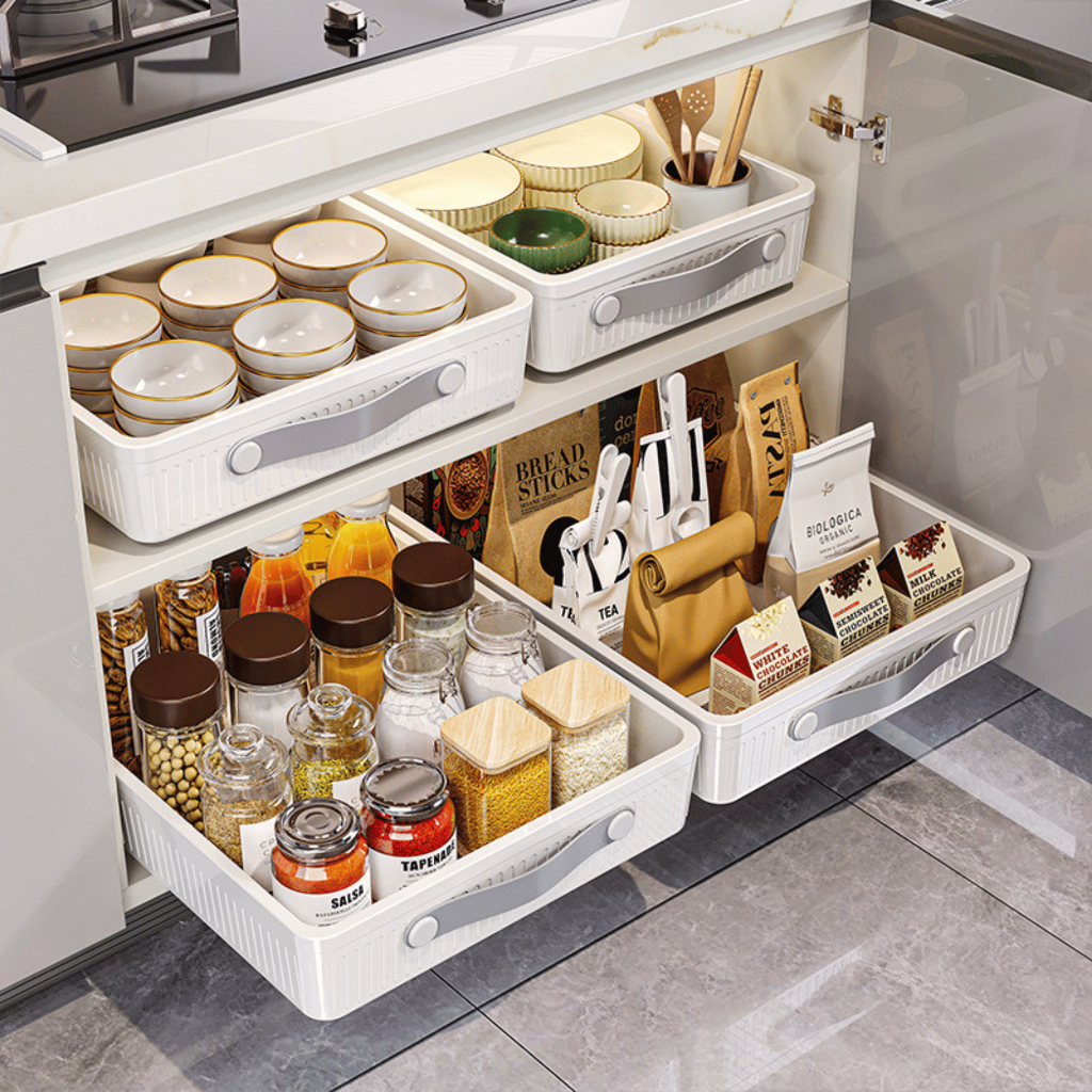 Gaveta Organizadora 40cm Rack Deslizante Expansível Facilitador De Armário Sem Furo Adesivo 40x24x7