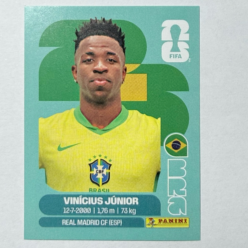 Figurinha Vinícius Júnior BRA14 Copa do Mundo 2026 Original Viny