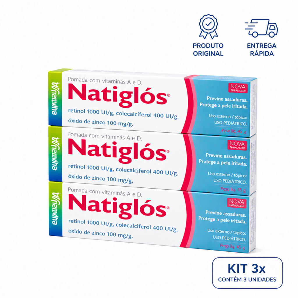 Natiglós Pomada Assaduras Bebê Kit 3x 45g Original | Máxima Proteção + Economia | Envio Imediato