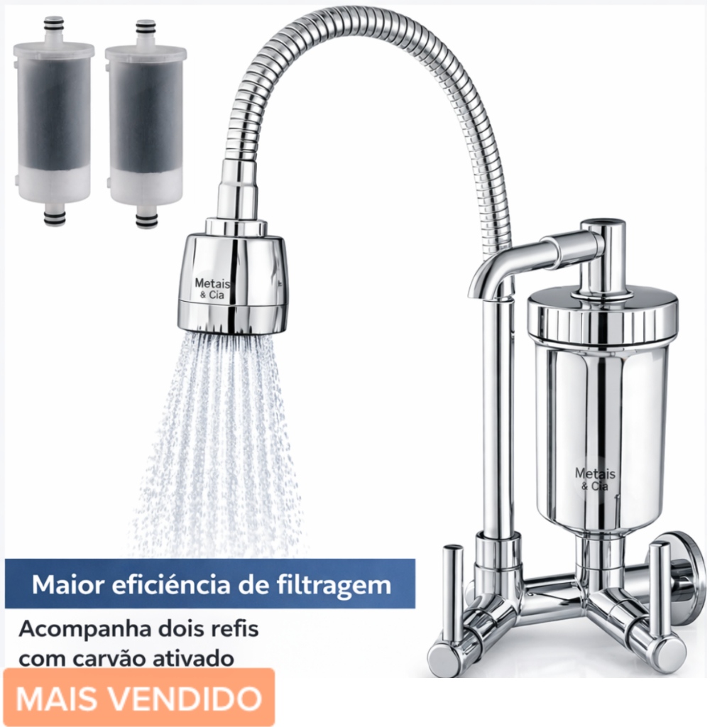 Torneira com Filtro Cozinha Gourmet  Parede Flexível 360° Água Purificada Fácil Instalação