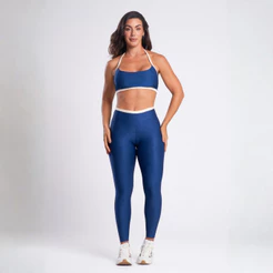 Conjunto Academia Feminino Canelado Top e Legging Frente Única Fitness Luxo